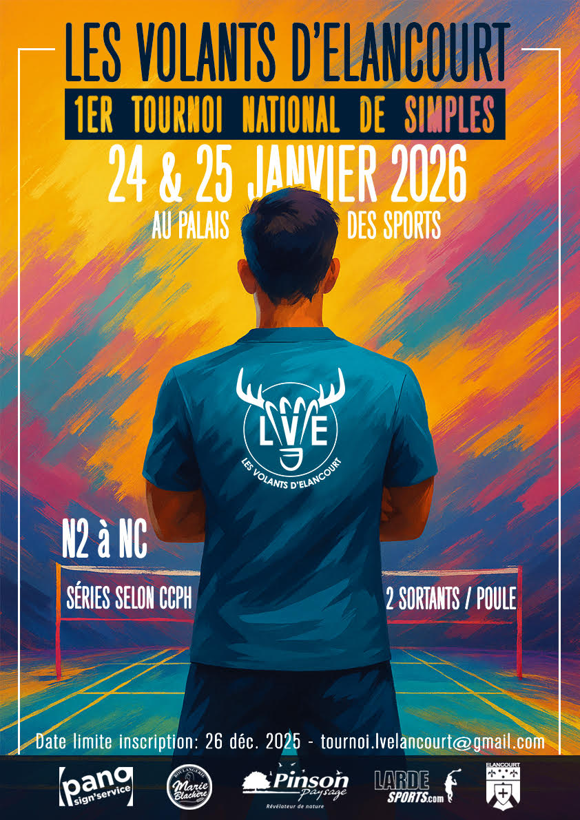 1er Tournoi d'Elancourt de Simples - 24 & 25 janvier 2026