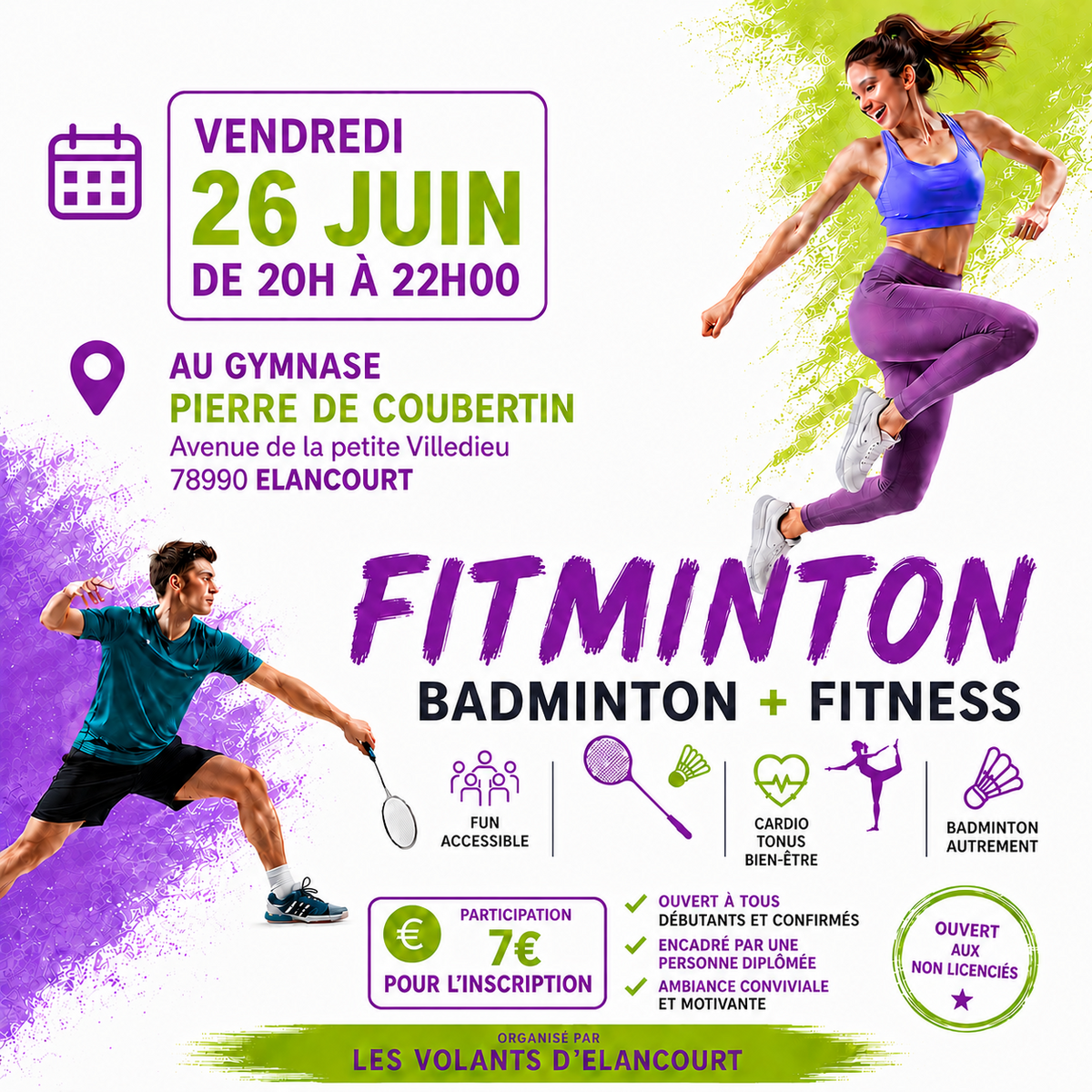 Soirée Fit'minton à Elancourt vendredi 26 juin