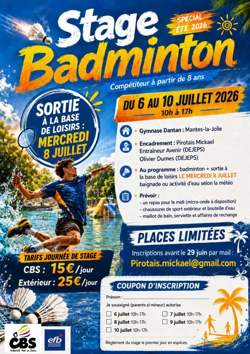 Stage CBS à Mantes-la-Jolie du 6 au 10 juillet et du 24 au 28 août
