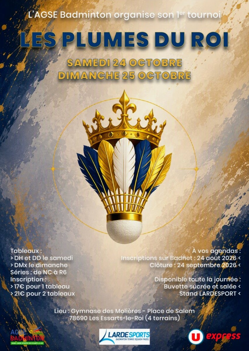 🏸 Tournoi de double des Essarts ! 24/25 Octobre 2026 🏸