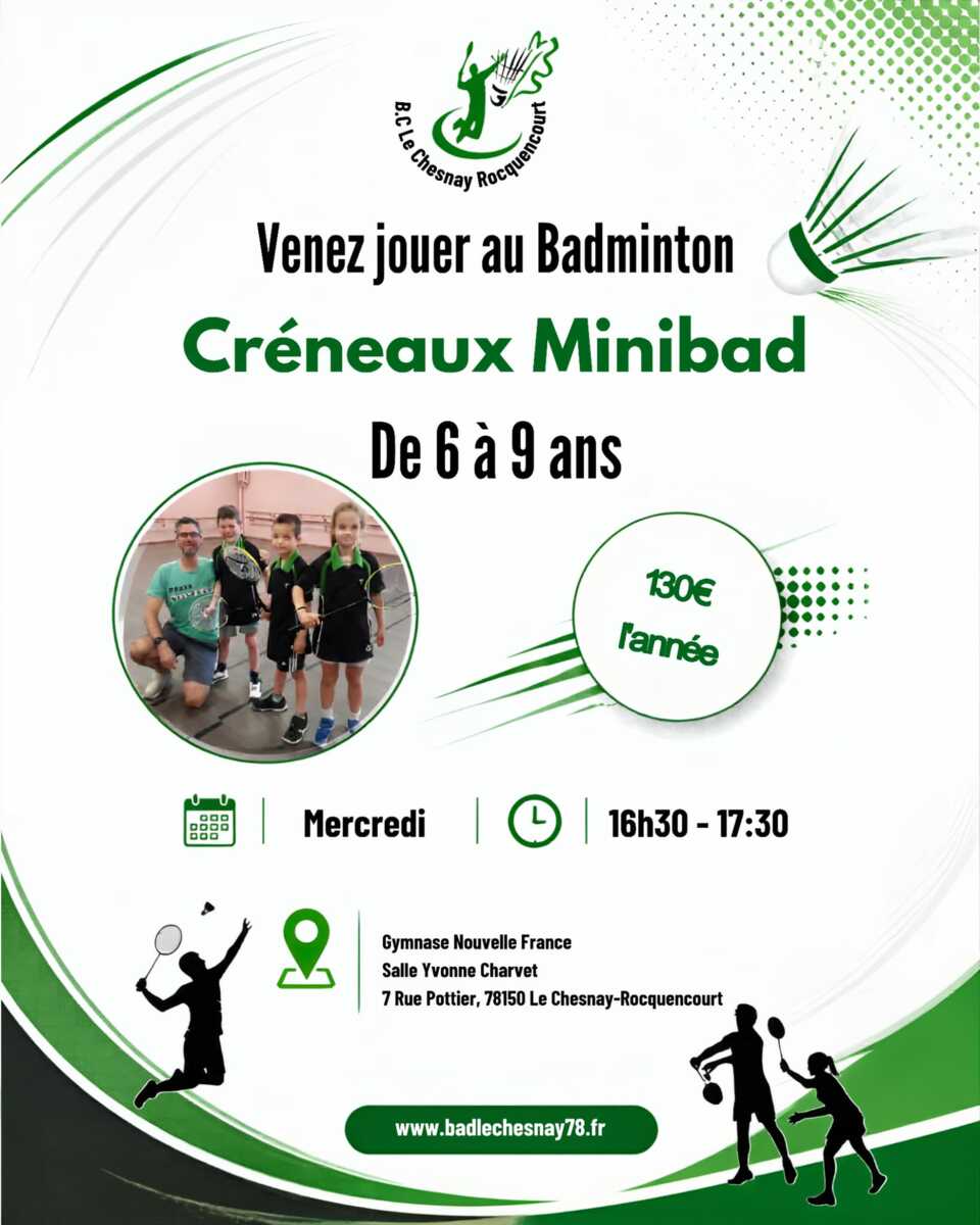 Places disponibles en créneau MiniBad au Chesnay 🏸