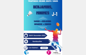 Résultat J1 Benjamins, Minimes. 30 Novembre / 1er Décembre 2024 Rambouillet