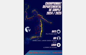 Inscriptions Départemental simple 15 / 16 mars au Perray-en-Yvelines