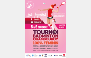 🏸 Encore de la place au tournoi féminin de Chambourcy - les Jupettes les 5 et 6 décembre 2026  ! 👗