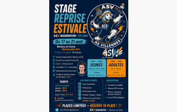 Stage de reprise jeunes et adultes à Villennes du 17 au 21 août
