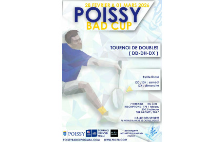 Tournoi Poissy Bad Cup 28 février et 1er mars 2026